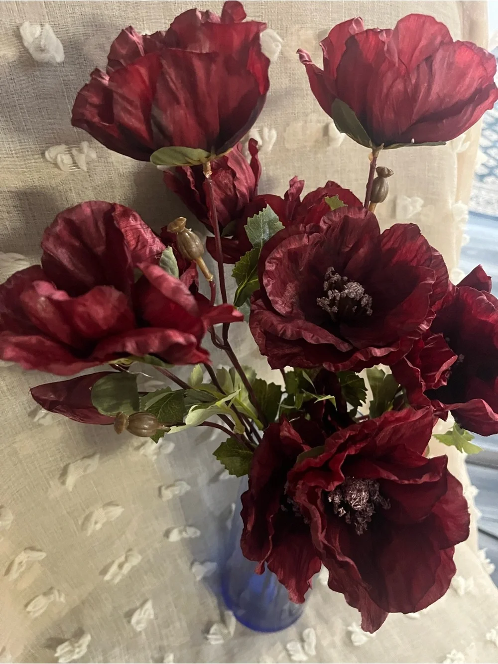 Deep Red Artificial Poppy Bouquet - Home Accents